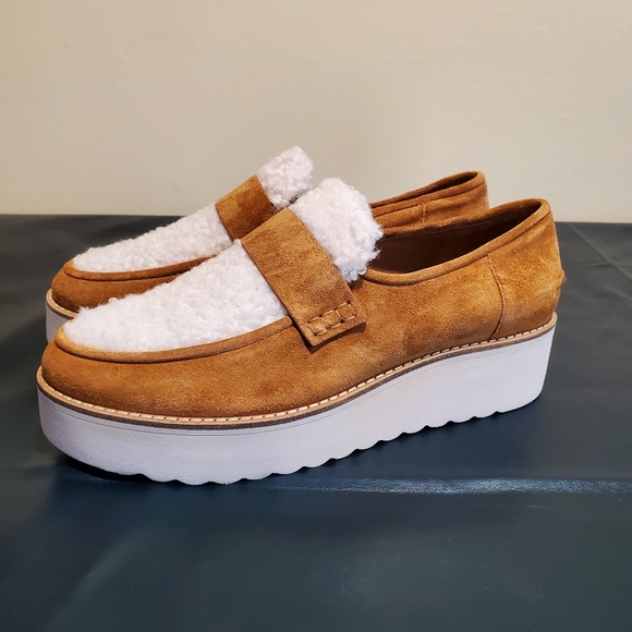 NWT$295 Vince Zola Platform Shearling Suede Loafer Slide Sneaker Shoe - Picture 8 of 12